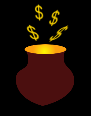 A cauldron with money